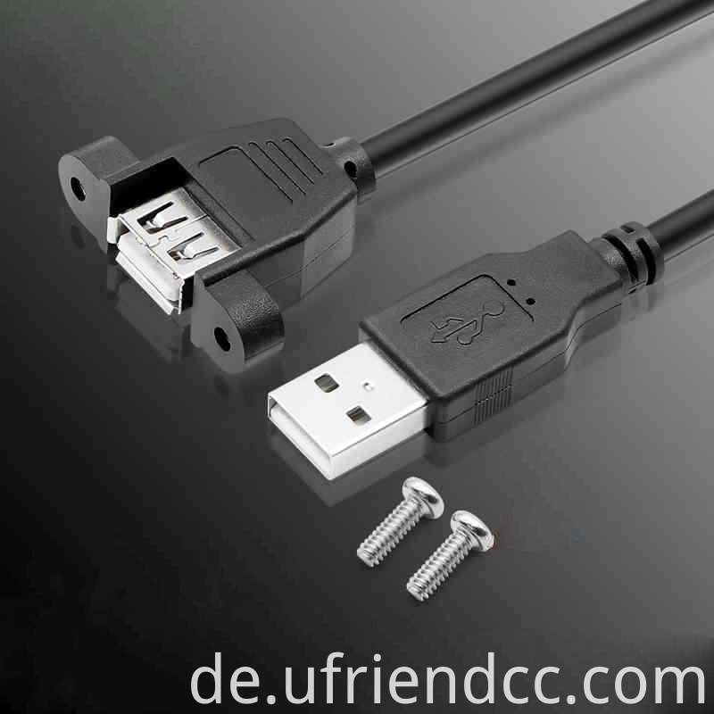 Benutzerdefiniertes Kabel USB Männlich -zu -Frauen -Verlängerungskabel mit Befestigungsscheibenschrauben für ein schnelles und stabiles Signalgetriebe